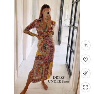 Mango Baroque belted dress